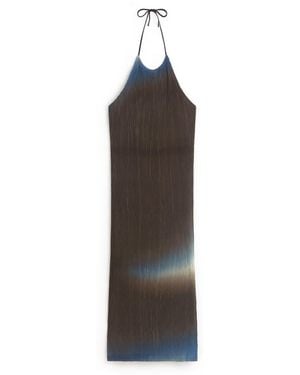 Thinking Mu Pleated Midi Dress Glass Miriam - Brown