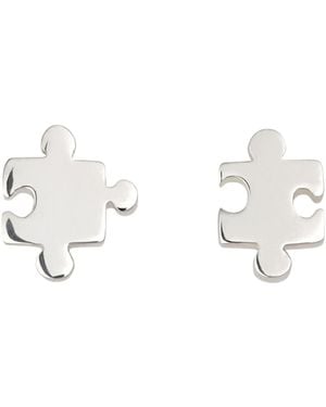 Lily Charmed Sterling Jigsaw Stud Earrings - Metallic