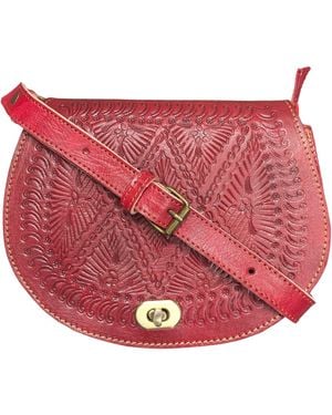Berber Leather The Temara Embossed Saddle Bag - Red
