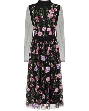 Frock and Frill Raena Floral Embroidered Midi Dress - Black