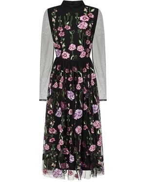 Frock and Frill Raena Floral Embroidered Midi Dress - Black