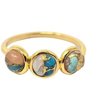 Harfi Minimalist Opal Gemstone Vermeil Ring - Metallic
