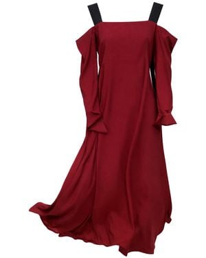 Julia Allert Off-Shoulder Midi Dress With Contrast Straps - Red