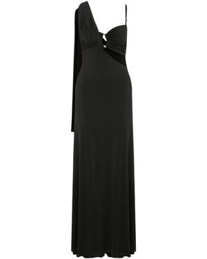 NAZLI CEREN Grace Jersey Asymmetric Long Dress - Black
