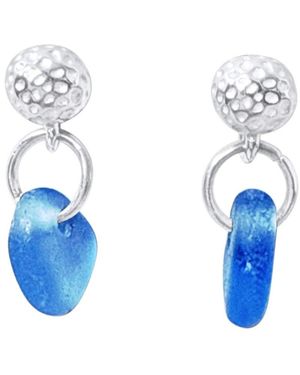 Glassy Havdråbe Earrings Steel - Blue