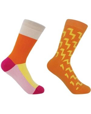 Peper Harow - Made in England Victoria & Chelsea Socks Two Pack - Orange