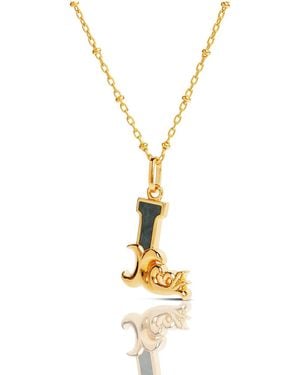 Kasun Plated L Initial Necklace With Marble - Metallic