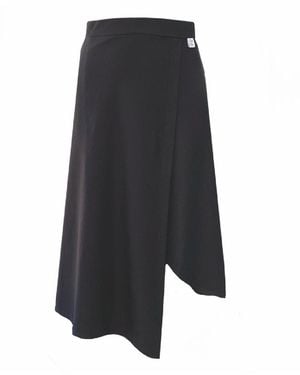 Frock Tales Lotus Midi Skirt With Asymmetric Hem And Wrap - Grey