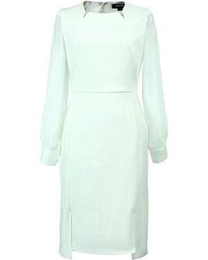 Smart and Joy Chiffon Sleeves Tailor Dress - Blue