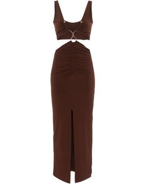Nissa Cut-Out Jersey Midi Dress - Brown