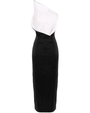 Acob a Porter Grace Satin Dress With Oversized Flower Applique - Black