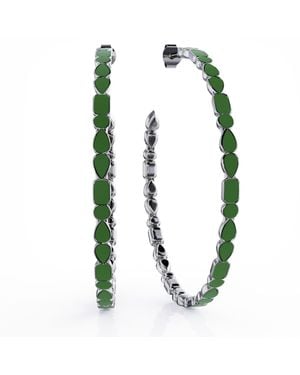Linda Fiore Adeline Mint Enamel Hoops Earrings Sterling - Green