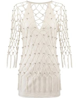 Tohen Neutrals Manon Beaded Mini Dress - White