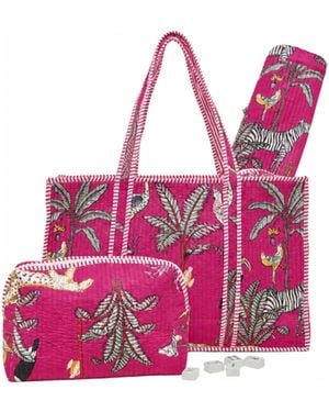 Duggan Society Jungle American Mahjong Complete Set. Tiles & Racks Included - Pink