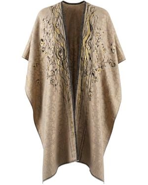 Saniya Khan Golden Hand Painted Cape - Brown