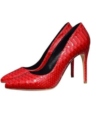 Aethra Shoes Adel Pointed Toe Mid- Heel Stiletto Court Shoes - Red