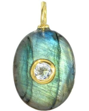 KAMARIA Labradorite Gemstone Pendant With Topaz - Green