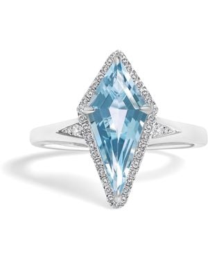 Haus of Brilliance 10K Topaz Kite Cut & 1/6 Cttw Diamond Cocktail Ring - Blue