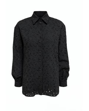 Exquise Marlee Broderie Anglaise Long Sleeve Shirt - Black