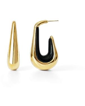 Gold & Honey Drop Hoop Earrings - Metallic
