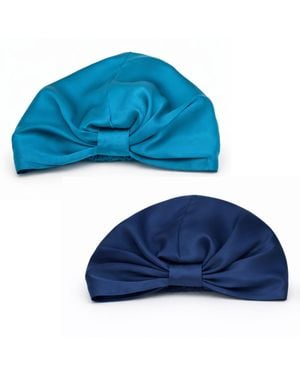 Hi Silk Set Of Two Double-Layer Silk Bonnets - Blue