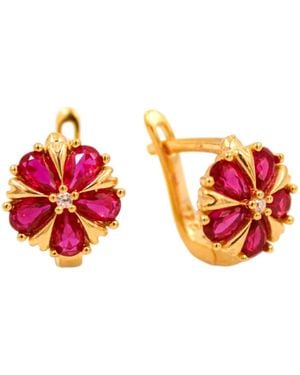 1610Istanbul Judas Tree Swarovski Earrings - Red