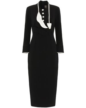 Julia Allert Stylish Formal Fitted Midi Dress - Black