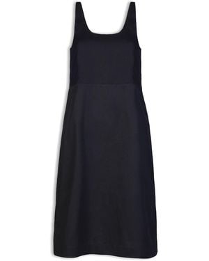 REISTOR Fitted Knee Length Cotton Dress - Blue