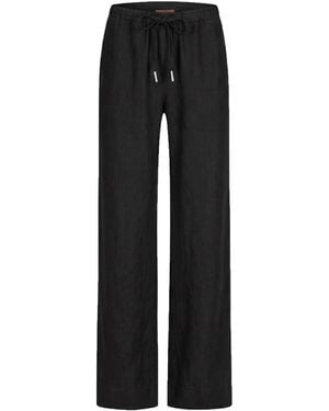 Maison Tangerine Wide Leg Linen Long Trousers For - Black