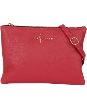 Luis Steven Crossbody Pouch- Pebble Leather - Red