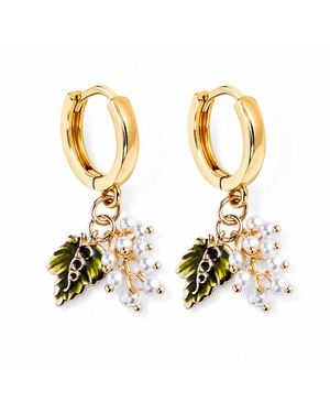 My Little Nature Pearl Grape Hoop Earrings Plated Vineyard Earrings - Metallic