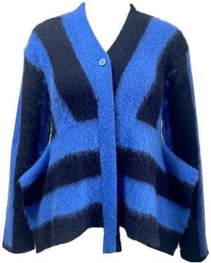 Arto. Bolding Stripes Mohair Cardigan - Blue