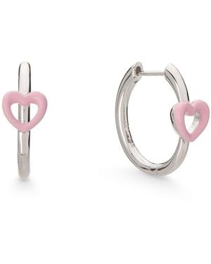 Dolcetto Designs Cometa Enamel Heart Hoop Earrings - Metallic