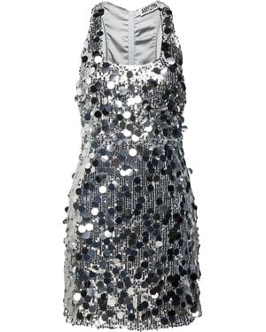Amy Lynn Sequined Sleeveless Fit-and-Flare Dress - Metallic