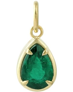 Artisan 14K Pear-Cut Emerald Solitaire Pendant - Green