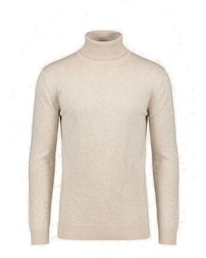 Ron Tomson Neutrals Roll Neck Knit Jumper - Natural