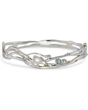 Isla Silver Organic Moonstone, Topaz & Pearl Bangle - Metallic