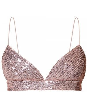 AGGI by HALEWSKI Neutrals Asha Dusty Sparkle Sequined Bralette Top - Pink