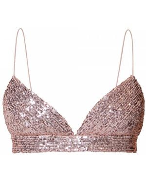 AGGI by HALEWSKI Neutrals Asha Dusty Sparkle Sequined Bralette Top - Pink