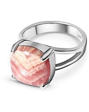 FV Jewellery La Stèle Rhodochrosite & Square Ring - White