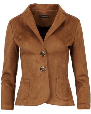 Conquista Suede-Look Fitted Jacket - Brown