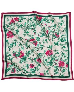 RainSisters Medium Floral Natural Silk Scarf - Green