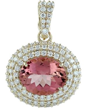 Artisan Tourmaline & Diamond Halo Pendant - Pink