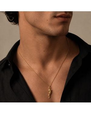Unaloe Plated Sterling Italian Horn Necklace With Cowboy Hat Detail - Brown