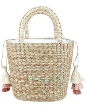 LIKHÂ Mini Tote Bag With Embroidered Hummingbird - Natural
