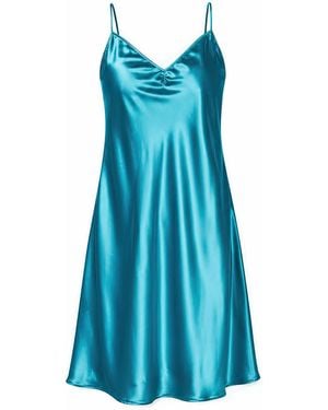 Saint Grace The Best Curve Bias Cut Bamboo Blend Slip Dress - Blue