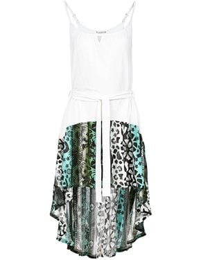 Conquista Contrast Print High Low Dress - White
