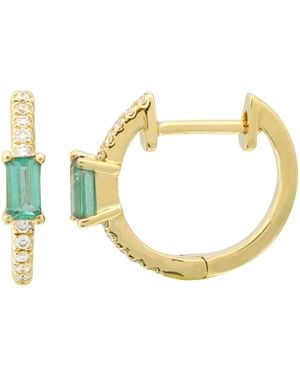 KAMARIA Emerald & Diamond Huggie Earrings - Metallic