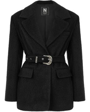 Nocturne Self-Belted Double Breasted Jacket - Black