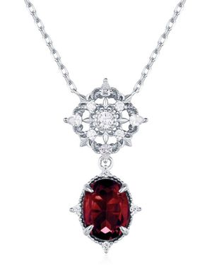 Azura Jewelry New York Eternal Orbit Mozambique Garnet Necklace - White